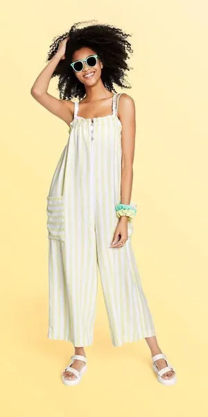 Stoney Clover Lane‎ x Target Striped Jumpsuit Light Yellow Large thumbnail 1