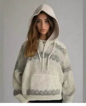 Vintage STOBI Knit Fleece Denmark Nordic Sweater cream Size S Pullover 100% wool thumbnail 1