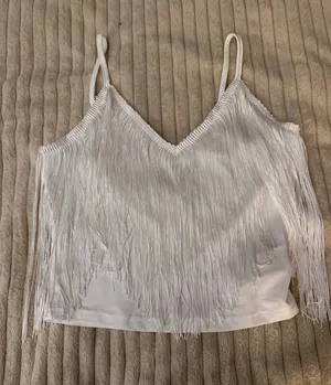 Shein Crop Top Fringe White thumbnail 1