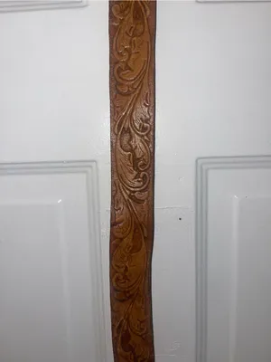Vintage Western Brown Tooled Leather Belt - Adult Size thumbnail 3