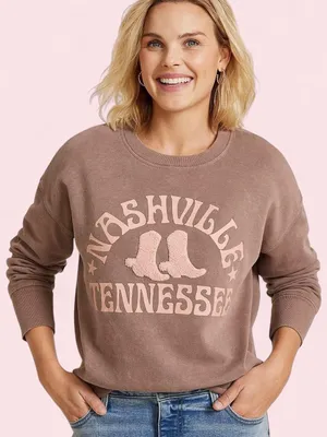 Maurice's Nashville Tennessee Chenille Boots Oversized Relaxed Crewneck Sweatshirt 0X thumbnail 7