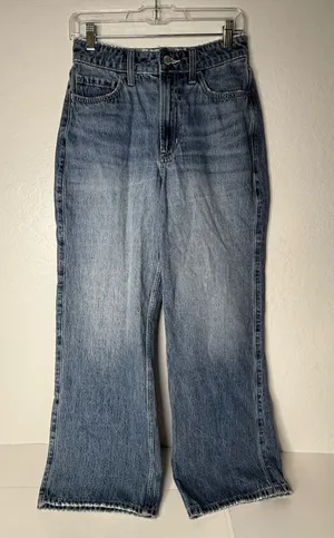 Hollister Womens Ultra High-Rise Baggy Jeans Size 2S /w26 Short‎ Blue Y2K NEW thumbnail 1