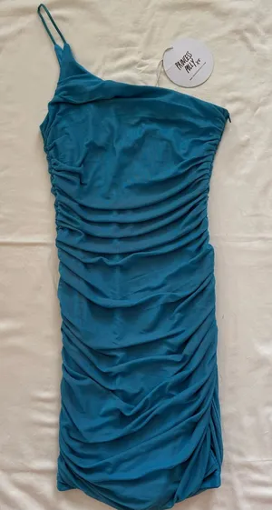 Princess Polly Teal One-Shoulder‎ Ruched Bodycon Dress thumbnail 1