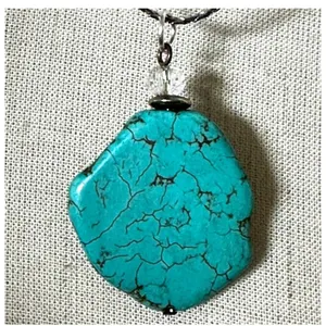 Danecraft Sterling Silver Chain with Turquoise-Look Pendant and Crystal Accent thumbnail 3