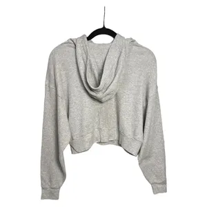 Aritzia The Group Babaton Waffle Knit Cropped Hoodie M Neutral Gray thumbnail 6