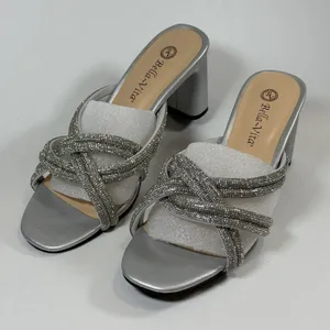 Bella Vita Size-8.5 W Women's Heels‎ Carmen Silver Micro Suede Stones Sandals thumbnail 3