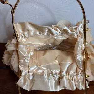 Elegant Clasp Flower Clutch Evening Bag Champagne Gold Chain thumbnail 6