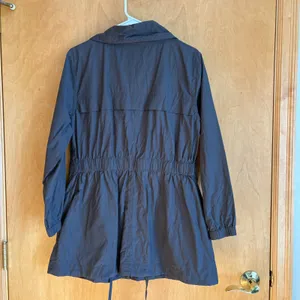 Eileen Fisher Charcoal Gray Lightweight Drawstring Hooded Anorak Jacket XS‎ thumbnail 9
