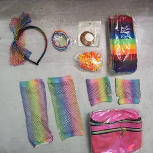 80s Costume Party Accessory Kit: Rainbow Headband, Leg Warmers & More thumbnail 1