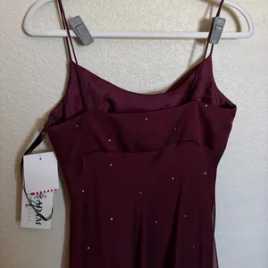 Vintage 90s Betsy & Adams Beaded Prom Formal Gown Sz 8 Red Cowl Neck Whimsygoth‎ thumbnail 4