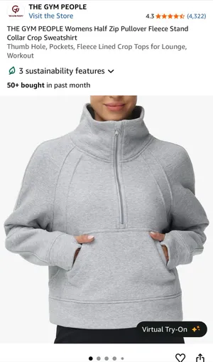 Quarter Zip Pullover Gray Size L thumbnail 6