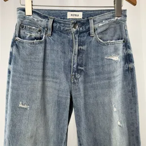 Pistola High Rise Distressed Straight‎ Leg Raw Hem Jeans in Rutls Blue Size 26 thumbnail 2