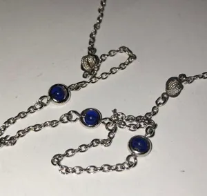 Vintage Signed Sarah Coventry Silver Blue Stone Dainty Necklace thumbnail 3