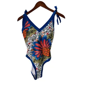 Floral Tie Strap One Piece Swimsuit - Beach Vacation Resort‎ Wear Summer thumbnail 8