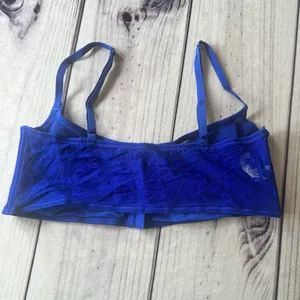 Free People Intimately Blue Lace Longline Front Close Bra thumbnail 6
