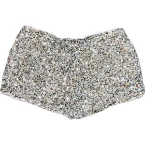 NWT Floerns Silver Sequin Mini Shorts Low Rise Festival Club Party Medium thumbnail 5