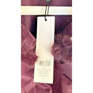 Chicos Vest Womens 2/Large Purple Quilted Fur Trim‎ Snap Winter NEW thumbnail 4