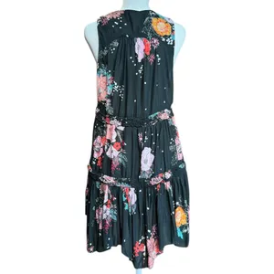 Free People “Purple Haze” Black Floral V Neck Tunic‎ Top Sz XS thumbnail 6