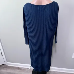 FP Beach Free People Navy Blue Long Sleeve Dress Large Ribbed Buttons thumbnail 4