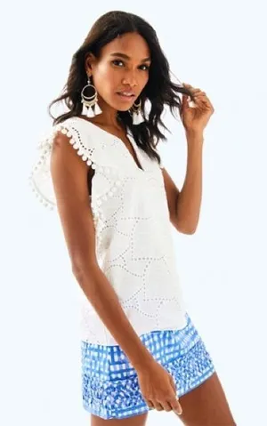 Lilly Pulitzer Astara Top in Resort White Leaf Eyelet thumbnail 1