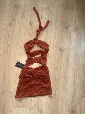 NEW WITH TAGS Outcast Clothing rust orange mini dress with cutouts #outcast #minidress #beach #club thumbnail 4