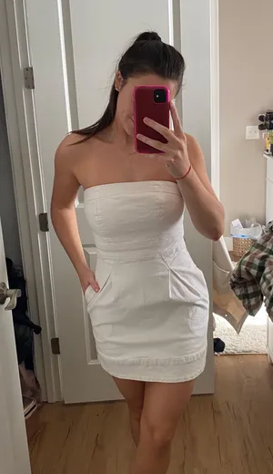 Guess White Denim Mini Dress thumbnail 3