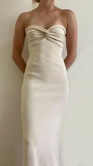 Knit Maxi Dress Tan thumbnail 1