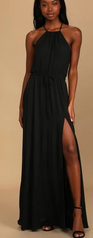 Lulus Essence of Style Black Maxi Dress Sleeveless Medium Women thumbnail 1