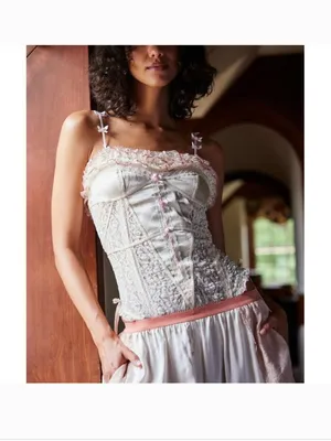 FREE PEOPLE NWT Sweet Cheeks Bodysuit / White Combo thumbnail 2
