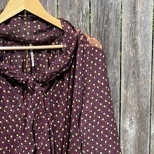 Free People black combo self Tie Blouse thumbnail 3