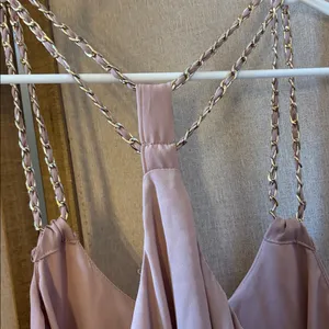 FINAL MARKDOWN Charlotte Russe Blush Pink top with Chain Straps lined medium thumbnail 4