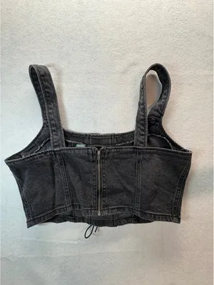 Wild Fable Women’s Large Black Denim Corset Crop Top Lace Up Y2K Grunge thumbnail 5