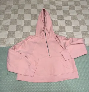 Lululemon Scuba Oversized 1/2 Zip Hoodie Pink Mist M/L thumbnail 1