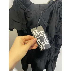 Future Collective Black Smocked Ruffle Mini‎ Dress Removable Straps Small NWT thumbnail 4