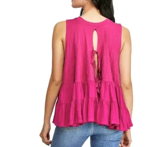 Free People ‘Right On Time’ barbiecore tiered tunic tank, size medium large thumbnail 2