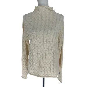 KULE The Mirabelle Cream Mock‎ Neck Cable Knit Cotton Sweater Size Medium thumbnail 4