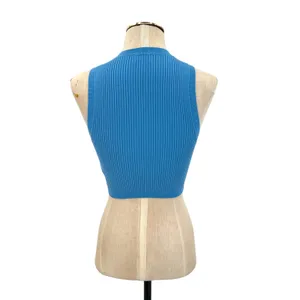 Aritzia Wilfred Reso Sweater Ribbed Cropped Knit Tank Top Blue Size XS thumbnail 3