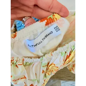 Faithfull‎ The Brand Floral Smocked Puff Sleeve Top Womens Yellow Orange Size S thumbnail 3