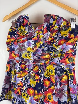 Porridge Anthropologie Floral Strapless Corset Bustier Peplum Top Size 6 thumbnail 3