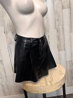 Akira Faux Leather Pleated Mini Skirt Womens S Black High Waist Clubwear thumbnail 4