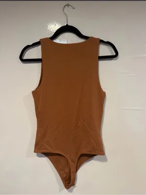 Aerie Sleeveless Ribbed Bodysuit‎ in Warm Brown thumbnail 3