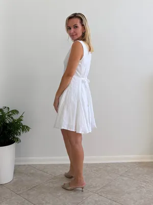 NWT J.Crew White 100% Linen Button Front Fit & Flare Dress Size 6 thumbnail 2