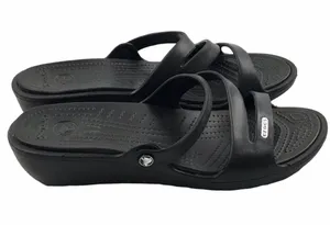CROCS Black Dual-Strap Slide Sandals thumbnail 1