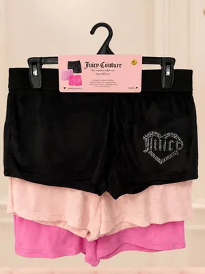 Juicy Couture 3-Pack Velour Lounge Shorts Black Pink Logo Size S NWT thumbnail 8