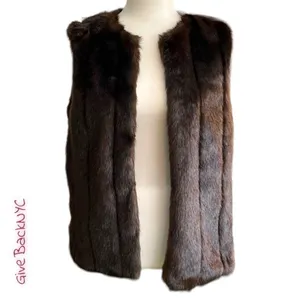 Dennis Basso 2pc Denim Jacket Faux Fur Vest Lining S thumbnail 5