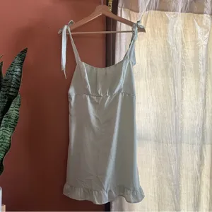 Abercrombie & Fitch Ruffle Mini Dress Babydoll Mint Green Preppy Pastel‎ Size M thumbnail 3