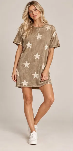 Easel Star Print Oversized T-Shirt Dress | Size S thumbnail 1
