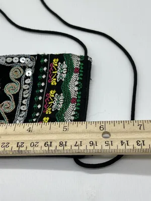 Sequin Elephant Crossbody Bag Womens Mini Black Boho Tribal Festival Zip Bells thumbnail 6