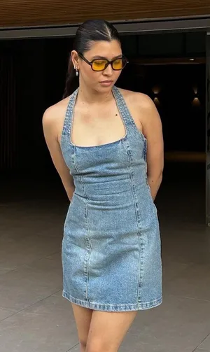 ZARA NWT TRF HALTER NECK DENIM DRESS. Size Small thumbnail 1