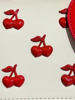 🍒👜BETSEY JOHNSON Cherry Top Handle Crossbody with Cherry Charm Chalk (Cream) Red thumbnail 4